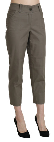 Gray High Waist Cropped Dress Trouser Pants