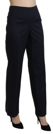 Navy Blue High Waist Straight Dress Trouser Pants