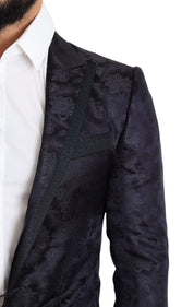 Blue Floral Jacquard Silk Coat MARTINI Blazer
