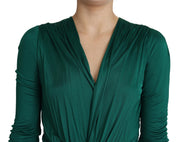 Green Fitted Silhouette Midi Viscose Dress