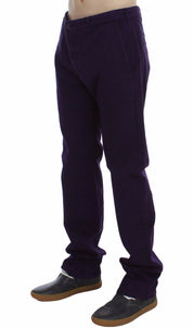Purple Cotton Stretch Purple Fit  Pants