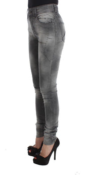 Gray Wash Cotton Blend Slim Fit Denim Jeans Pants