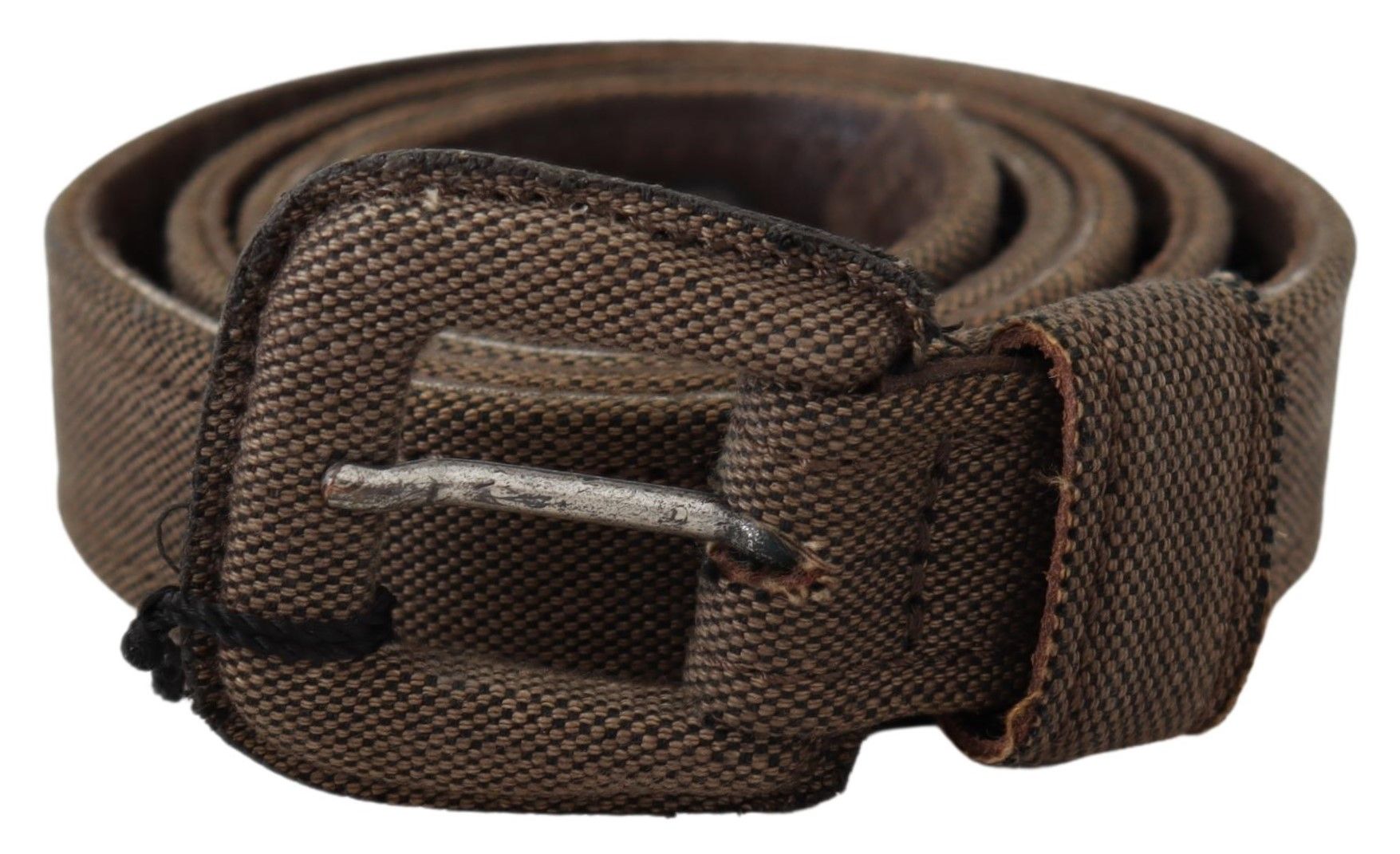Brun läderbälte med logobrooch
