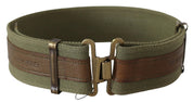 Green Leather Rustic Bronze Buckle Army Belt