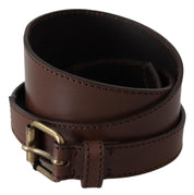 Brown Leather Gold Metal Buckle Belt