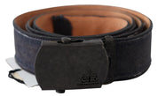 Blue Leather Ratchet Buckle Belt