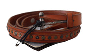 Brown Genuine Leather Rustic Silver Buckle Belt