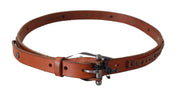Brown Genuine Leather Rustic Silver Buckle Belt