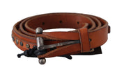 Brown Genuine Leather Rustic Silver Buckle Belt