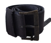 Black Leather Wide Buckle Waist Luxury Belt