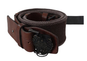 Dark Brown Leather Wide Buckle Waist Belt