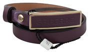 Gold Logo Buckle Waist Leather Skinny Belt