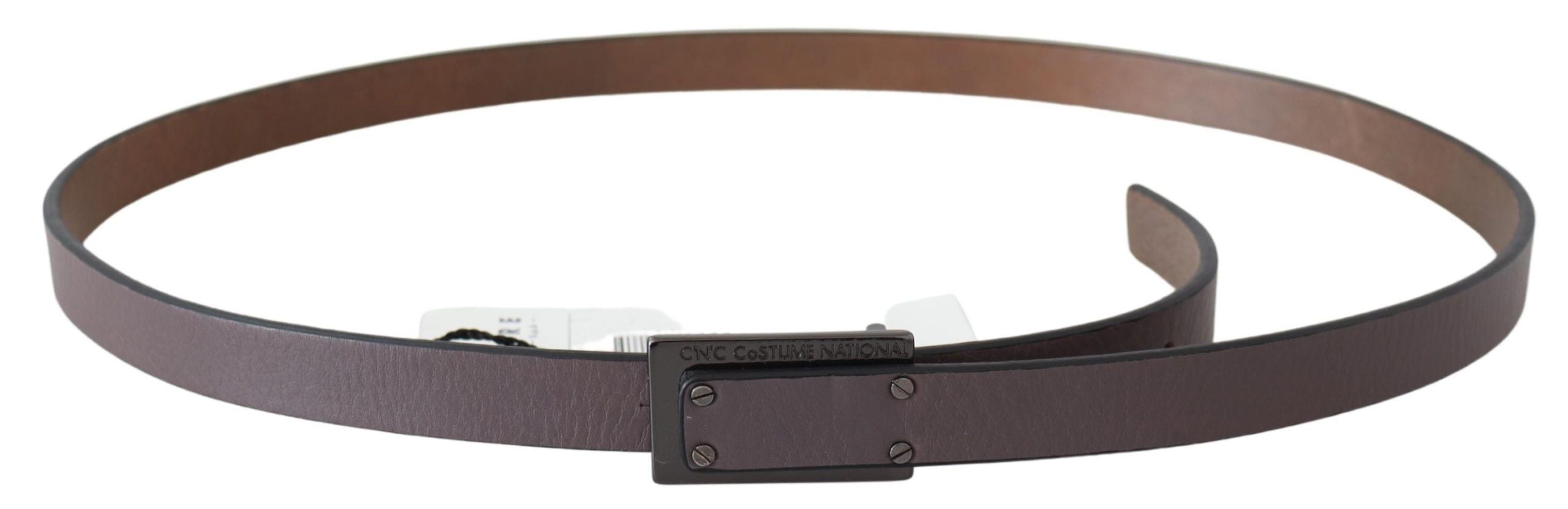 Brun läderrem med taktiskt logoband, mörk färg