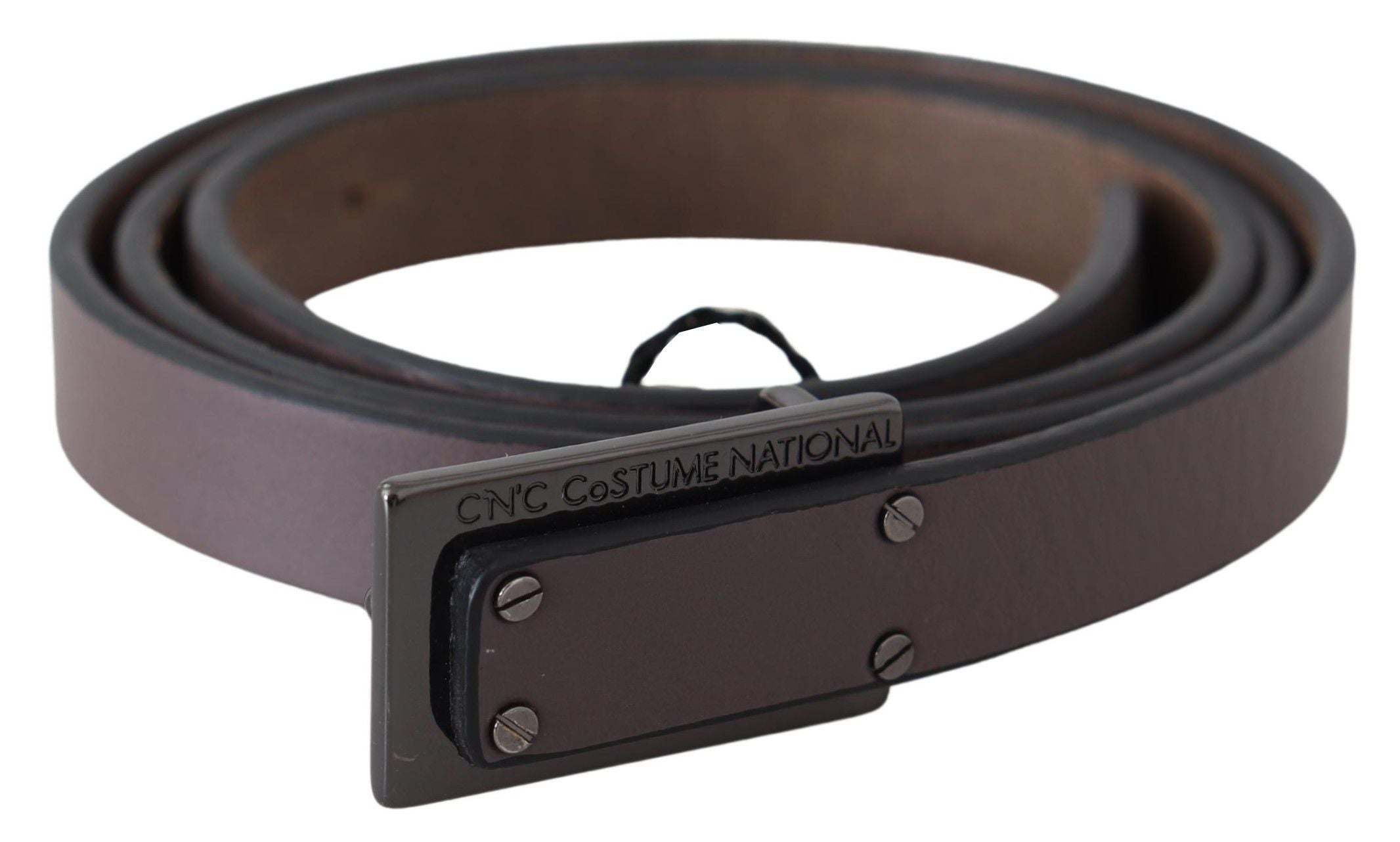 Brun läderrem med taktiskt logoband, mörk färg