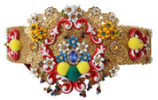 Embellished Floral Crystal Wide Waist Carretto Belt