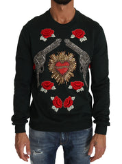 Green Crystal Heart Roses Gun Sweater