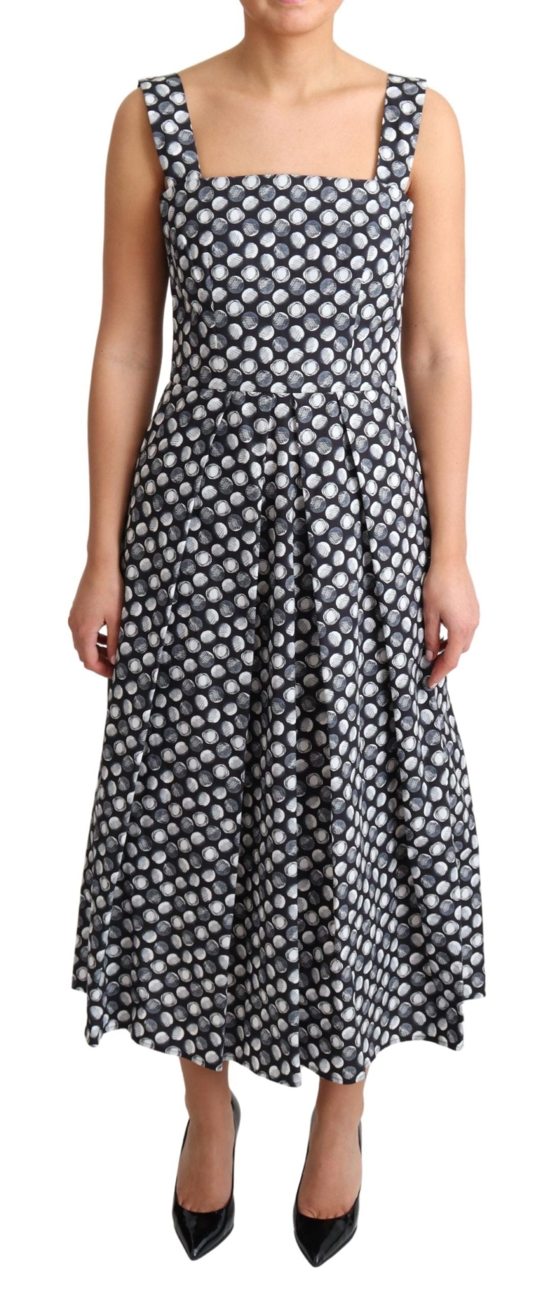 Blå geometrisk bomullsklänning med A-linjeform