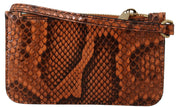 Brown Leather Coin Purse Wristlet Mirror AGNESE Wallet