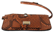 Brown Leather Coin Purse Wristlet Mirror AGNESE Wallet