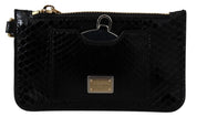 Black Leather Coin Purse Wristlet Mirror Agnese Wallet