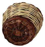 Beige Wood Wicker Rattan Basket Tote Bag
