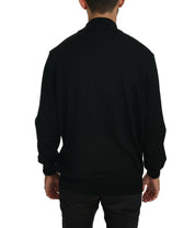 Black Turtle Neck Pullover Top Virgin Wool Sweater