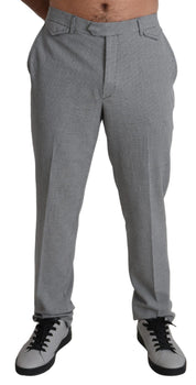 Gray Wool Checkered Dress Men Formal Trouser Pants