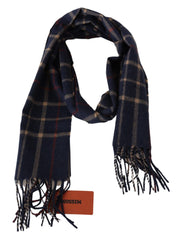 Svartrutig kamelhårshalsduk med fransar