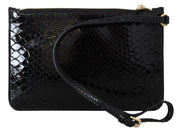 Black Leather Coin Purse Wristlet Mirror Agnese Wallet