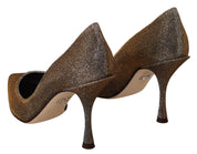 Gold Silver Fabric Heels Pumps Shoes