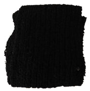 Svart stickad omlottsjal i virgin ull