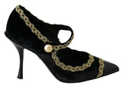 Dolce & Gabbana Black Velvet Mary Jane Pumps