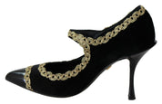 Dolce & Gabbana Black Velvet Mary Jane Pumps