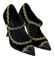 Dolce & Gabbana Black Velvet Mary Jane Pumps