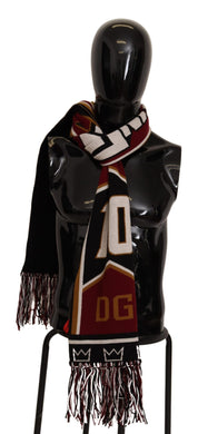 Flerfärgad ullsjal med DG King-motiv