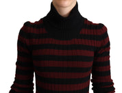 Black Red Striped Wool Pullover Sweater