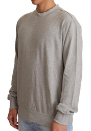 Gray Cotton Crewneck Pullover Sweater