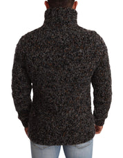Gray Wool Blend Turtleneck Pullover Sweater
