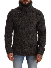 Gray Wool Blend Turtleneck Pullover Sweater