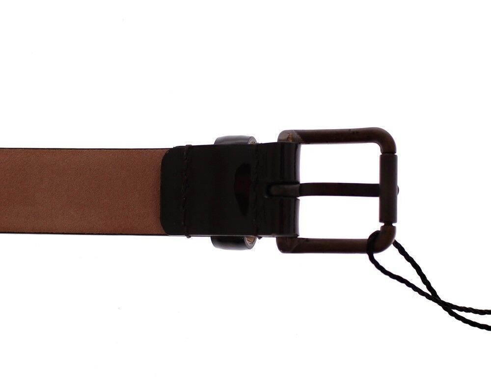 Brun läderbälte med logotyp Cintura