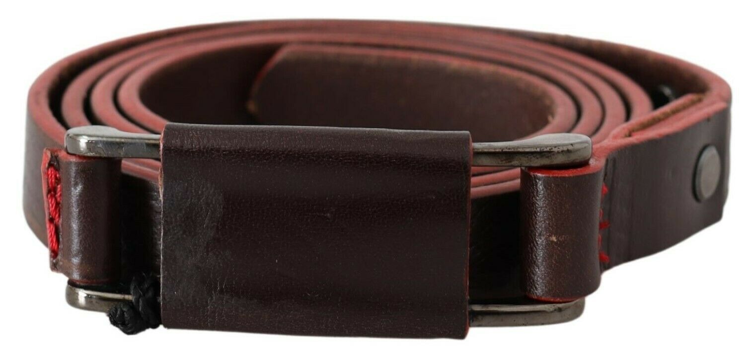 Brun läderbälte med dubbel, rustik silversolband