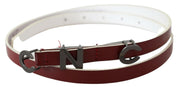 Brunbrun läderlogotyp-skinny-mode