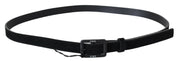 Black Leather Velvet Square Buckle Waist