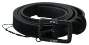 Black Leather Velvet Square Buckle Waist