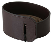 Brown Genuine Leather Logo Wide Waist Belt