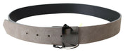 Brown Leather Square Logo Buckle Belt