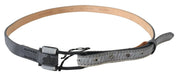 Black Leather Fringes Logo Buckle Belt