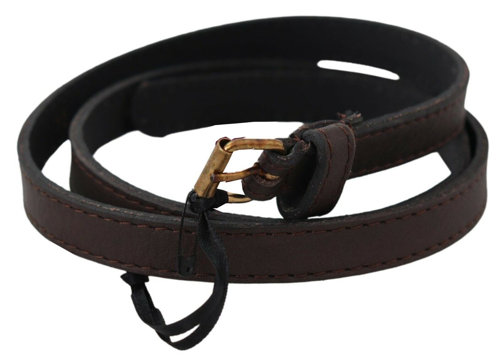 Brun äkta läder, smal, trendig, mörk
