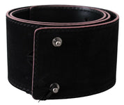 Black Leather Wide Waist Studded Women Belt