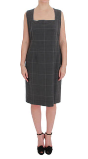 Gray Checkered Cotton Blazer Dress Set Suit